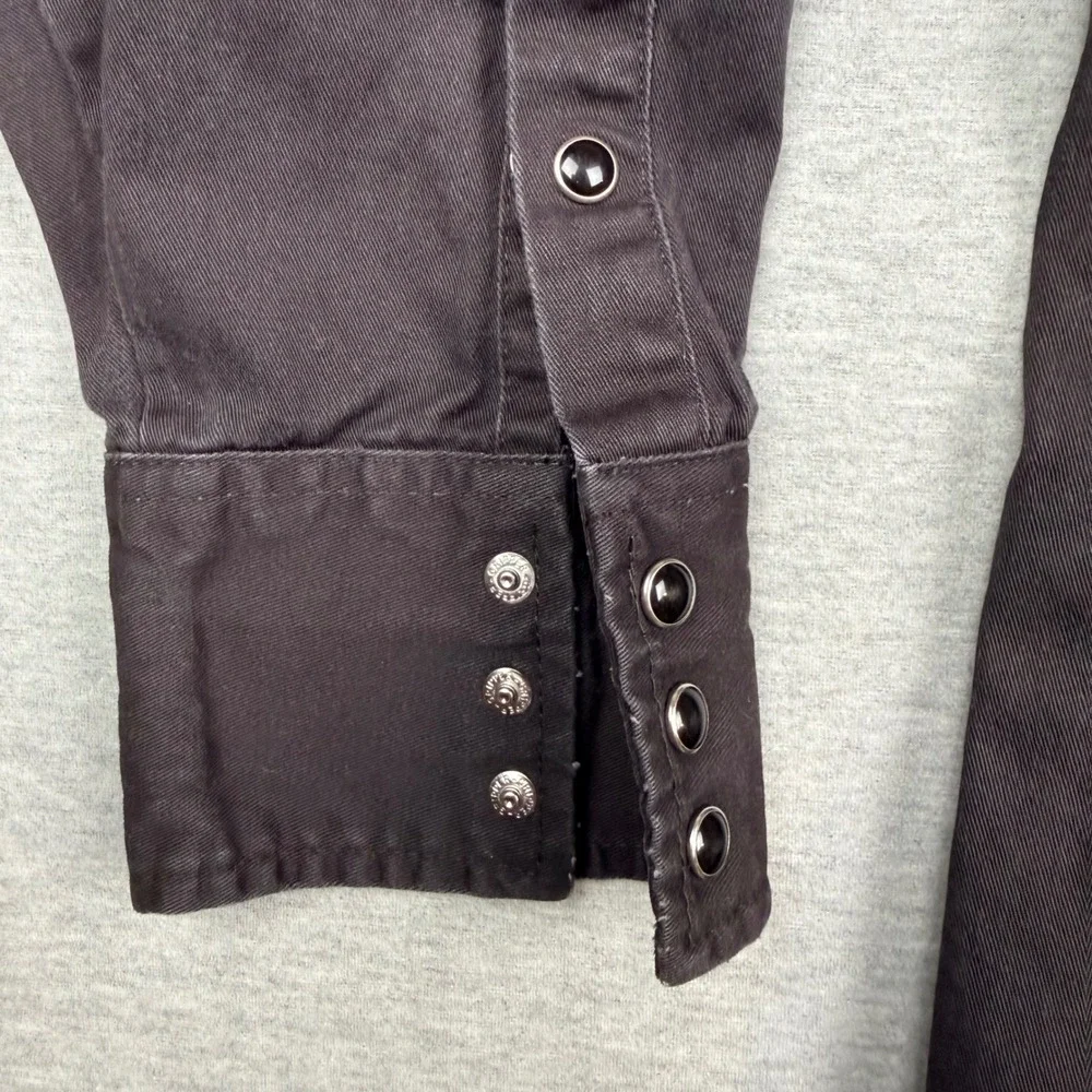 Wrangler Mens Black Western Pearl Snap Long Sleeve Shirt Brushpopper Vtg Large